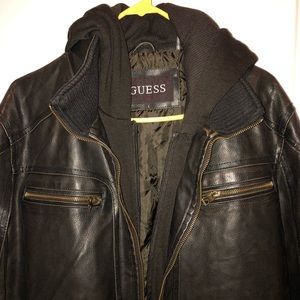 Guess Leather Jacket with removable Hood